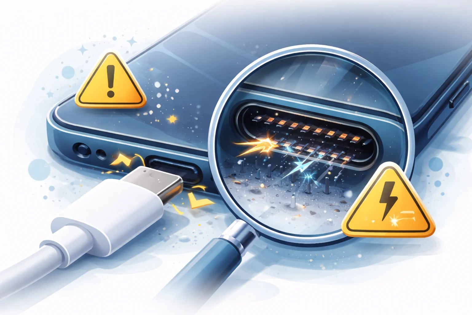 Признаки неисправности разъёма зарядки