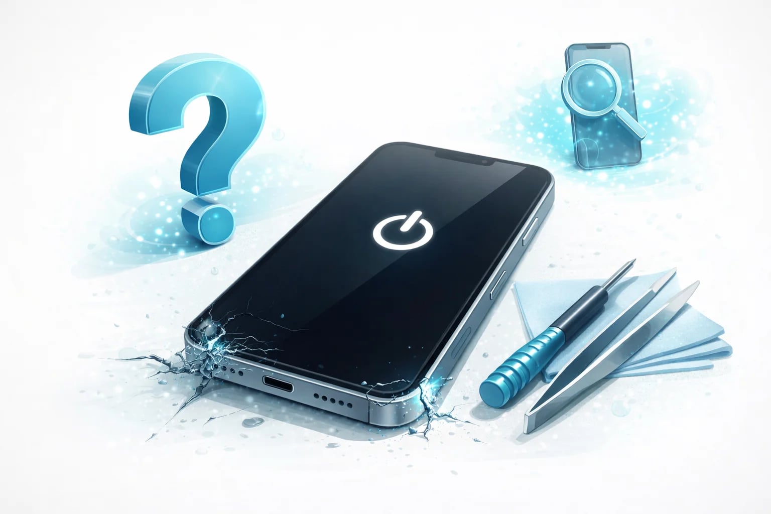 Телефон упал и не включается